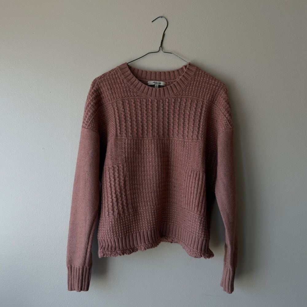 Madewell Stitch Mix Sweater in pink clay size M